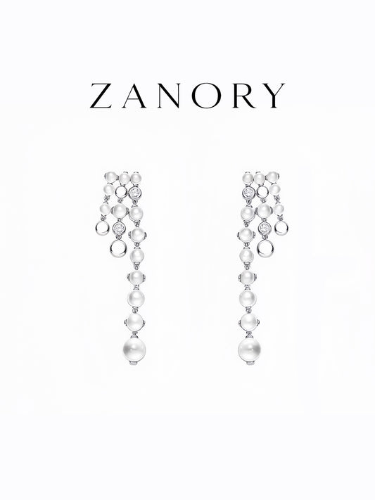 Ice Drop Crystal Tassel Long Earrings