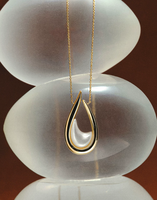 Minimal Mother-of-Pearl Dew Drop Long Necklace