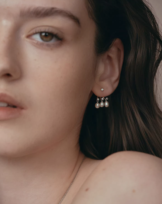 Soft Tassel Pearl Hoop Earrings for Round Face