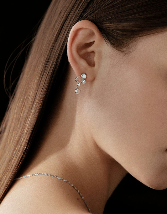 Frozen Aura White Crystal Stud Earrings